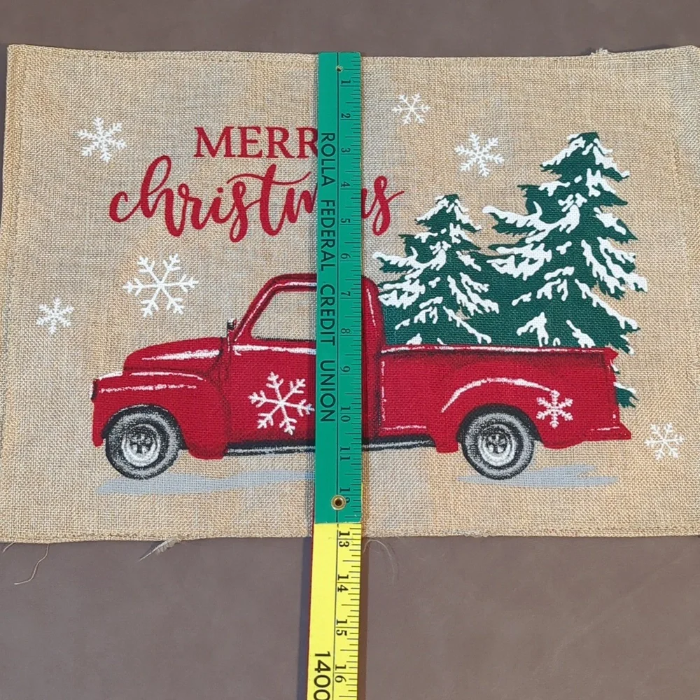 Stocking set of 2 Farm Fresh Christmas Trees and 2 Burlap Merry Christmas Pieces